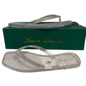 Lauren Lorraine Tampa Women's Sandals Jelly Clear Flat Rhinestone Size 6 NIB NEW